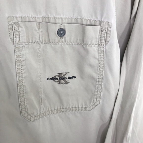 VTG vintage Calvin Klein Tan Button Up Shirt L - Picture 2 of 6